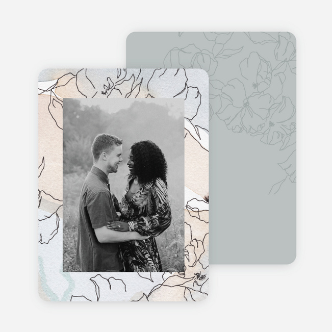 Gentle Flowers Save the Date Cards - Green