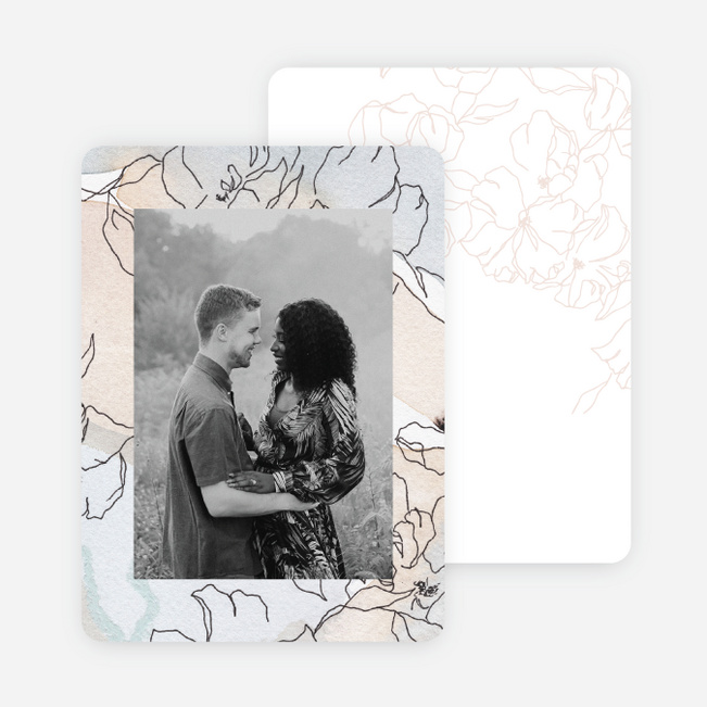 Gentle Flowers Save the Date Cards - White