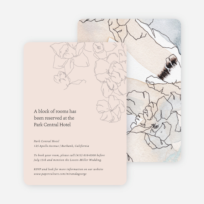 Gentle Flowers Wedding Information Cards - Brown