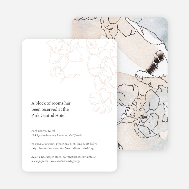 Gentle Flowers Wedding Information Cards - White