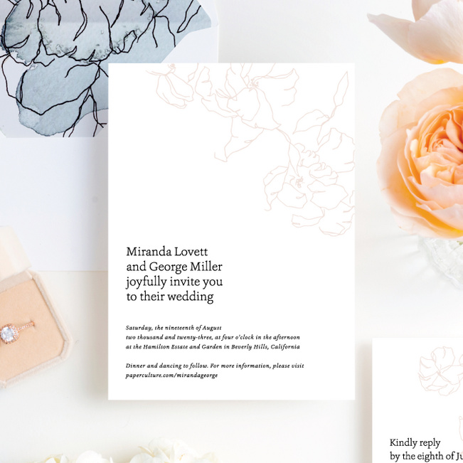 Gentle Flowers Wedding Invitation Suites - White