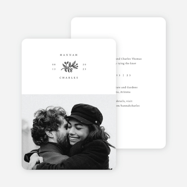 Herbal Motif Save the Date Cards - White