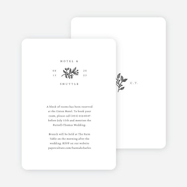 Herbal Motif Wedding Information Cards - White