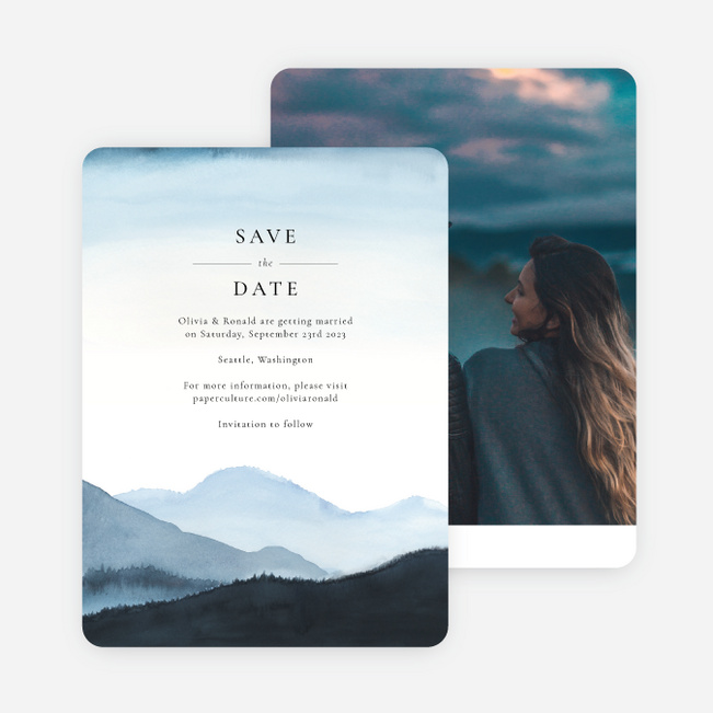 Serene Lakeside Save the Date Cards - Blue