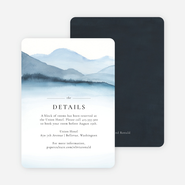 Serene Lakeside Wedding Information Cards - Blue