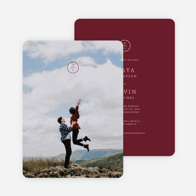 Timeless Monogram Save the Date Cards - Red