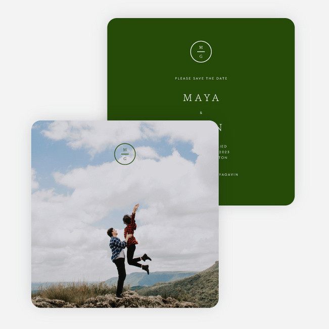 Timeless Monogram Save the Date Cards - Green