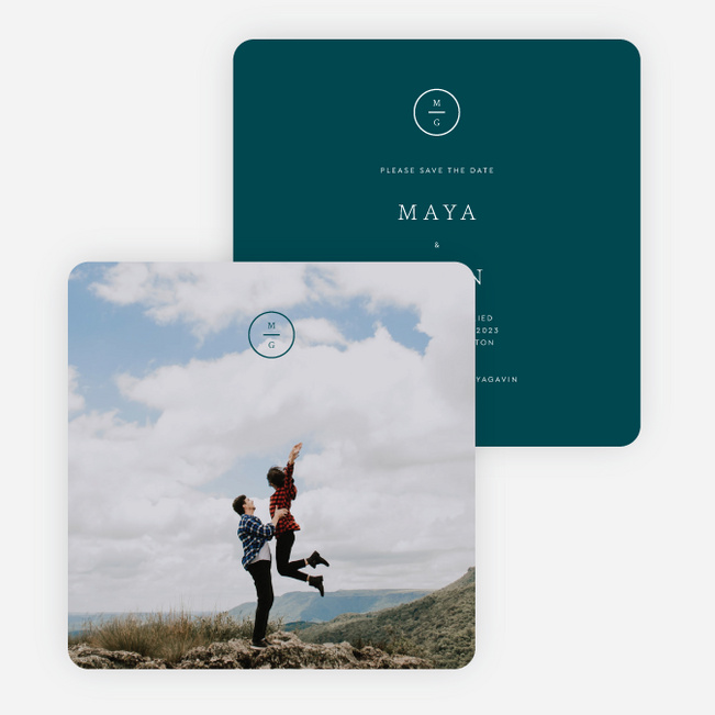 Timeless Monogram Save the Date Cards - Blue