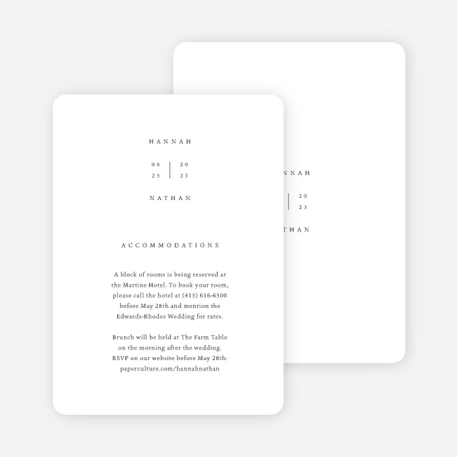 Tried and True Wedding Information Cards - White