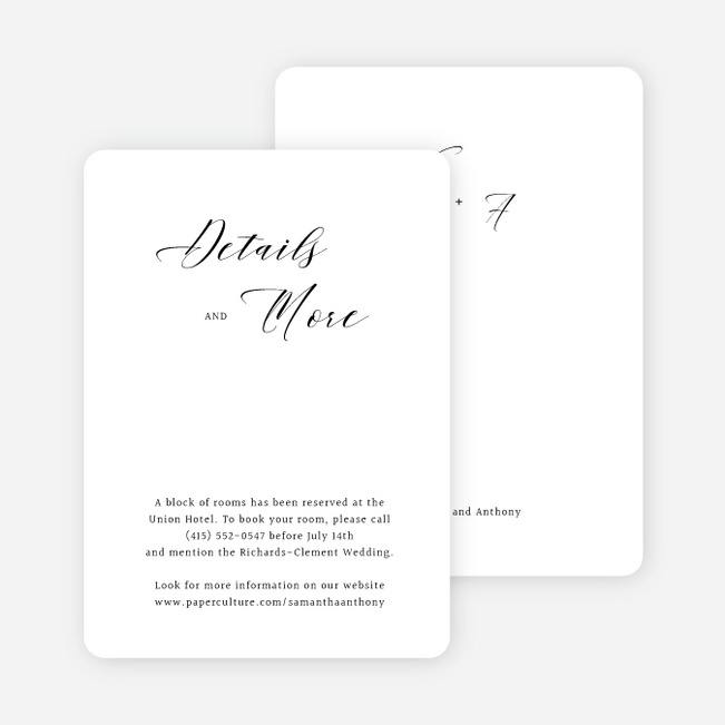 Openness Wedding Information Cards - White