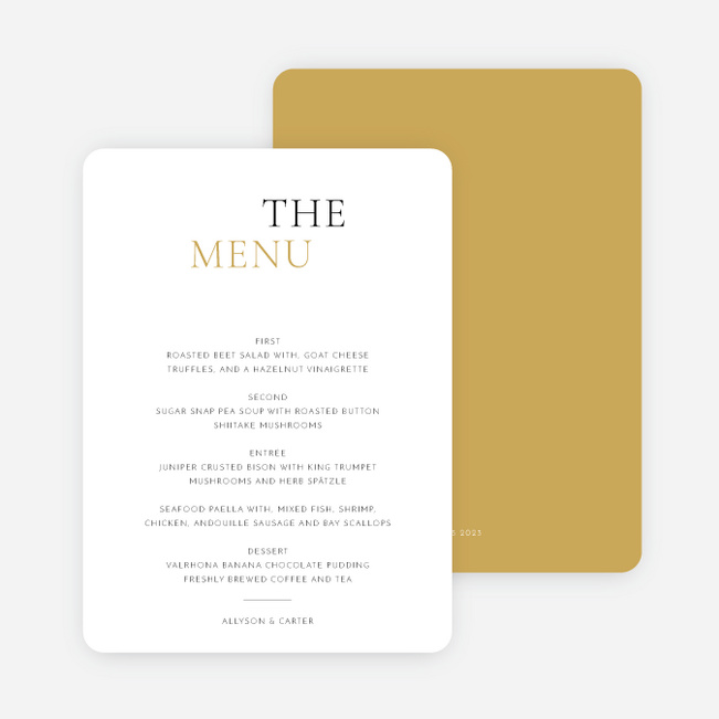 All that Matters Wedding Menus - Yellow