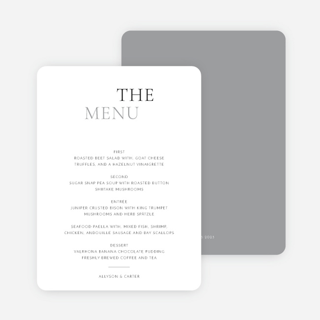 All that Matters Wedding Menus - Gray