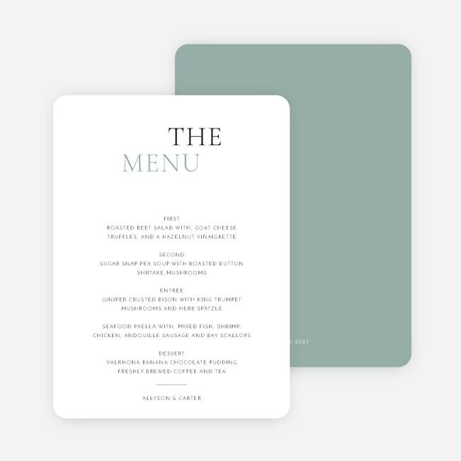 All that Matters Wedding Menus - Green