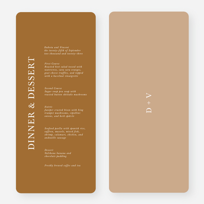 Emerging Union Wedding Menus - Brown