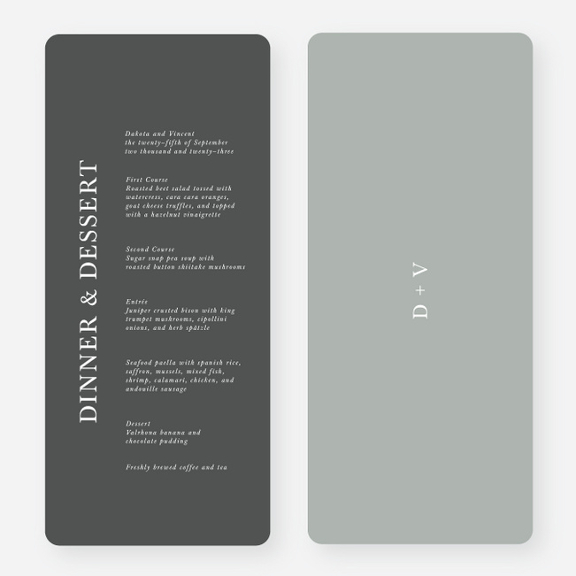 Emerging Union Wedding Menus - Gray