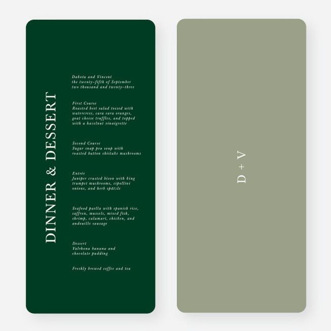 Emerging Union Wedding Menus - Green