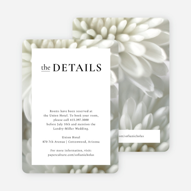 Tenderness Wedding Information Cards - White