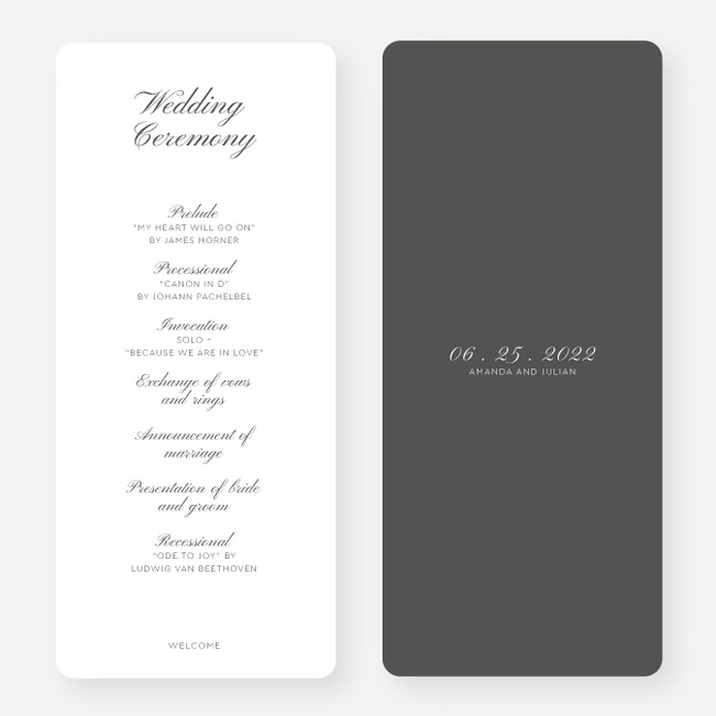 Lovely Classic Wedding Programs - Gray