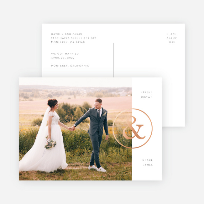 Foil Ampersand Emblem Wedding Announcements - Pink