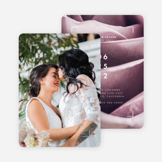 Foil Unfolding Romance Wedding Announcements - Purple