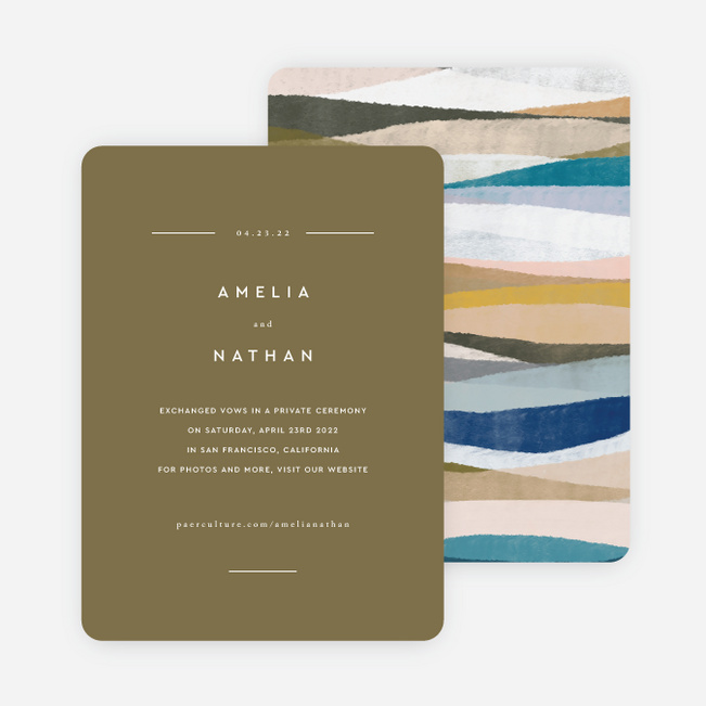 Earthy Waves Wedding Announcements - Green