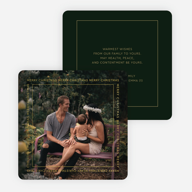 Foil Celebratory Frame Christmas Cards - Yellow