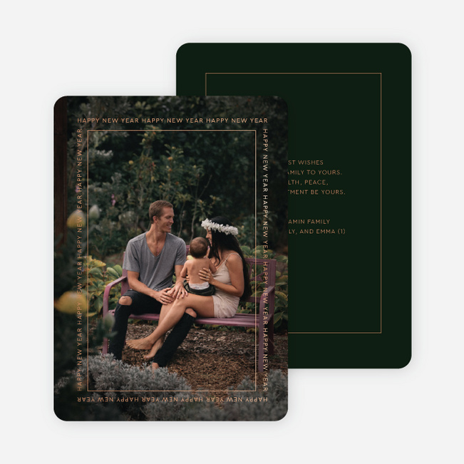 Foil Celebratory Frame New Year Cards and Invitations - Pink