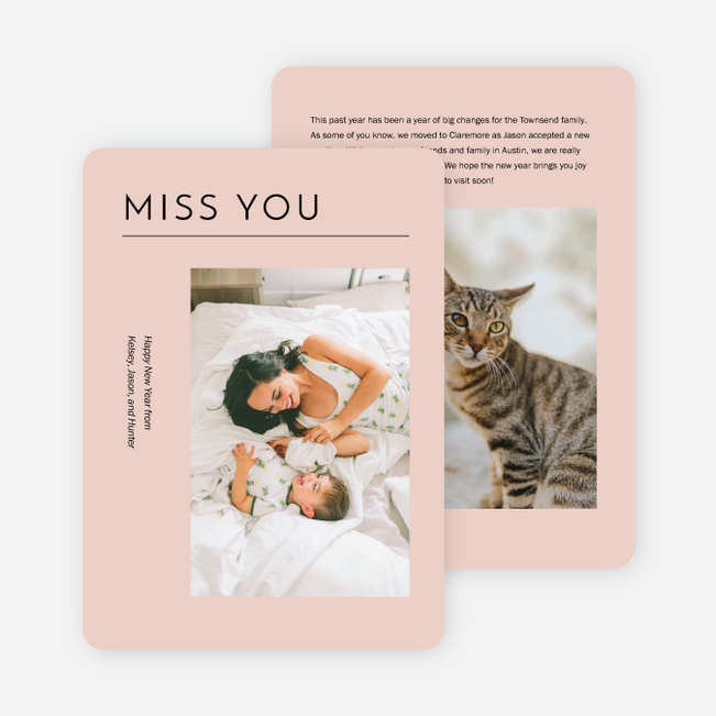 Sweet Sentiment New Year Cards and Invitations - Pink