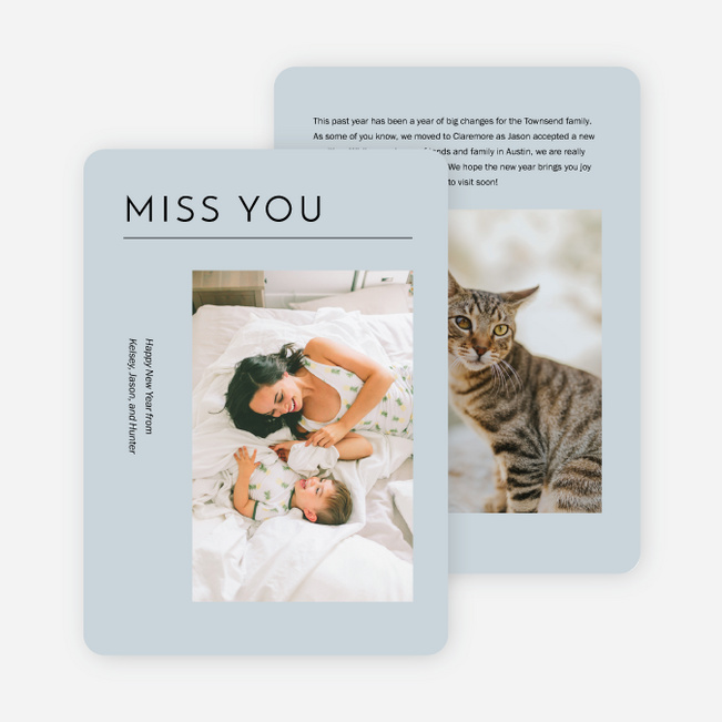 Sweet Sentiment New Year Cards and Invitations - Blue