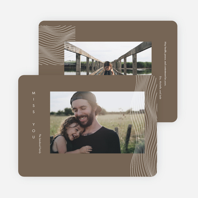 Wave of Happiness Multi Photo Holiday Cards - Brown