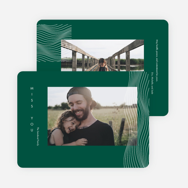 Wave of Happiness Multi Photo Holiday Cards - Green