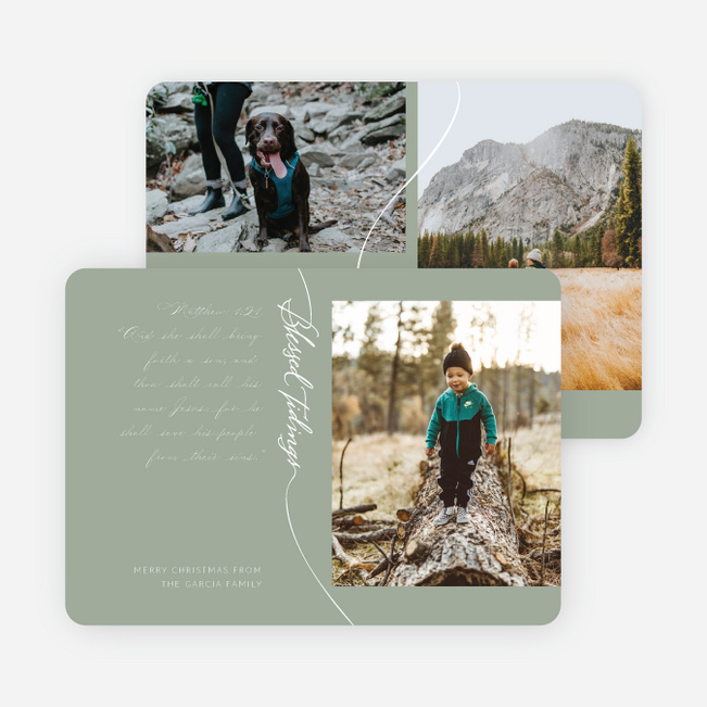 Contemporary Blessed Tidings Christmas Cards - Green