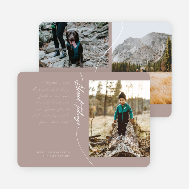 Contemporary Blessed Tidings Christmas Cards - Beige