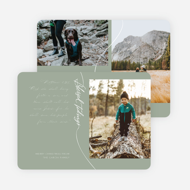 Contemporary Blessed Tidings Christmas Cards - Green