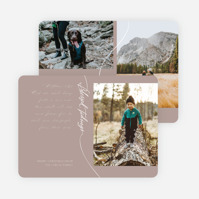 Contemporary Blessed Tidings Christmas Cards - Beige