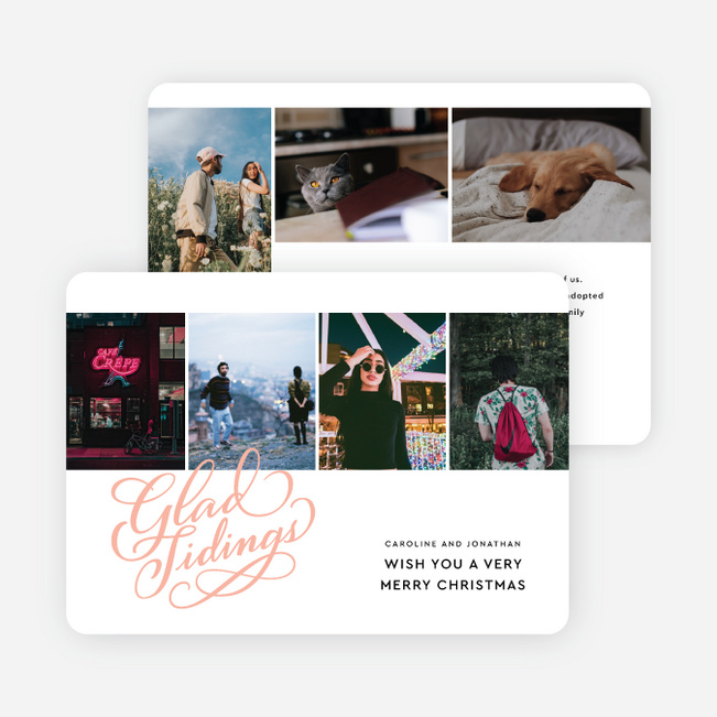 Embellished Glad Tidings Christmas Cards - Pink