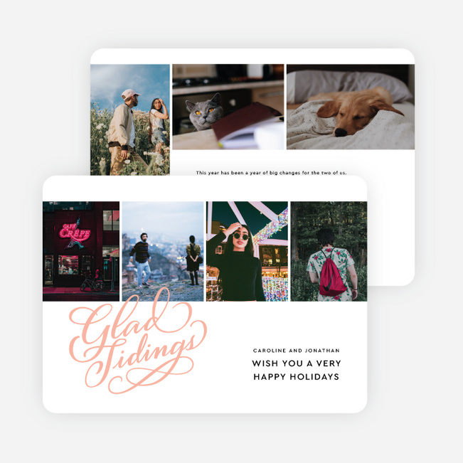 Embellished Glad Tidings Multi Photo Holiday Cards - Pink