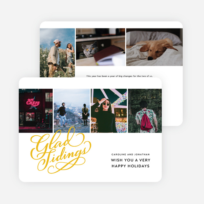 Embellished Glad Tidings Multi Photo Holiday Cards - Yellow