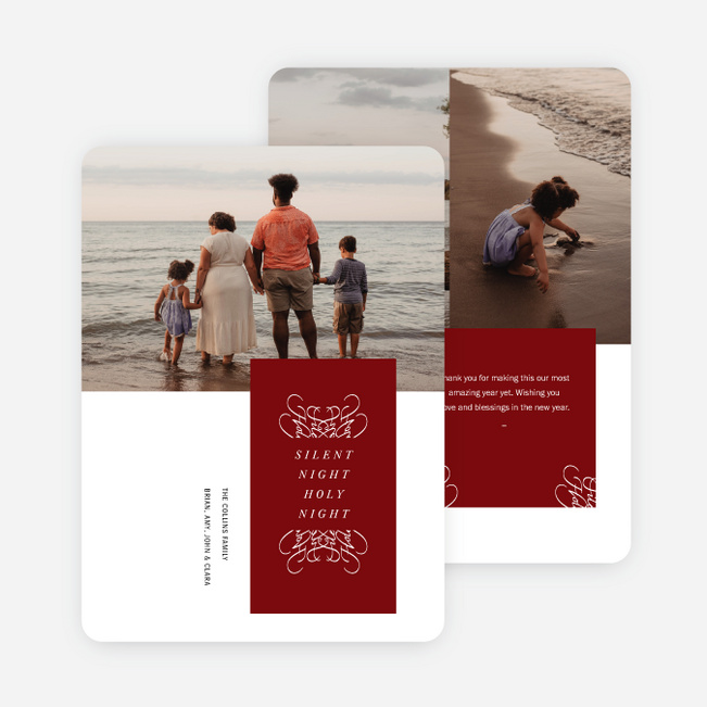 Silent Night Cutout Christmas Cards - Red