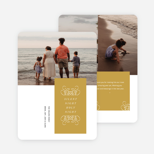 Silent Night Cutout Christmas Cards - Yellow