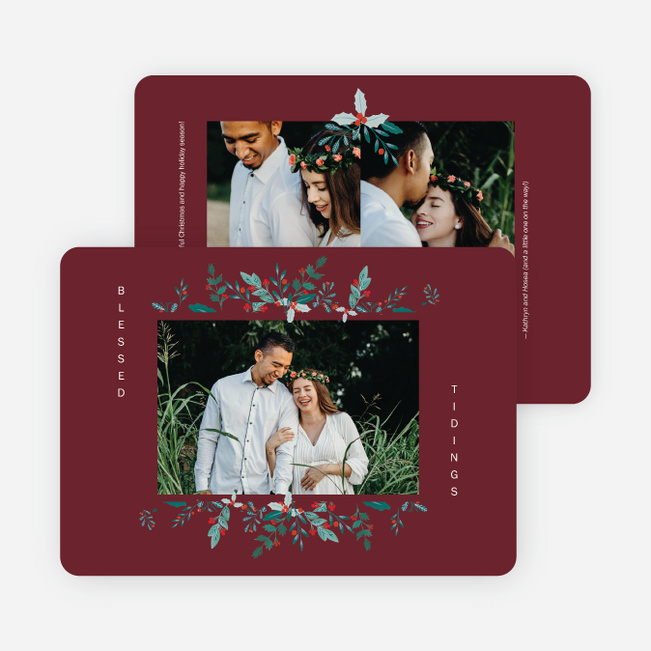 Holly Adornment Christmas Cards - Red