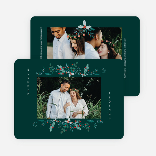 Holly Adornment Christmas Cards - Green
