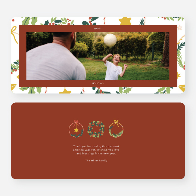 Stars and Wreaths Christmas Photo Cards & Holiday Photo Cards - Orange
