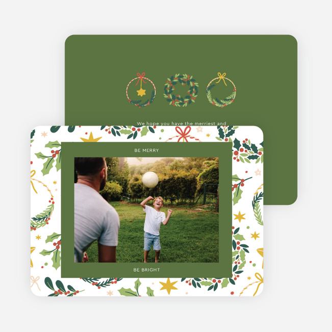 Stars and Wreaths Christmas Cards - Green