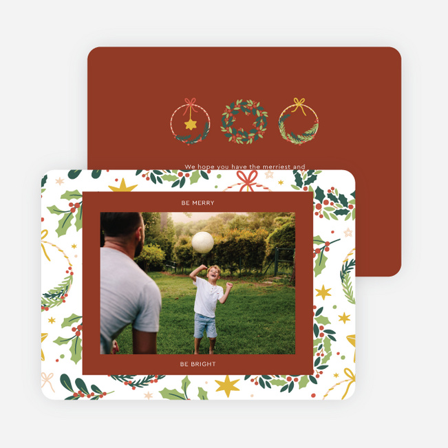 Stars and Wreaths Christmas Cards - Orange