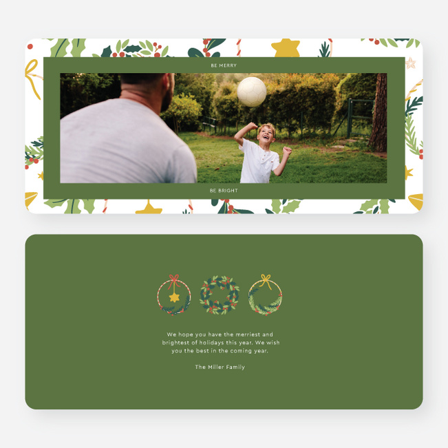 Stars and Wreaths Christmas Cards - Green