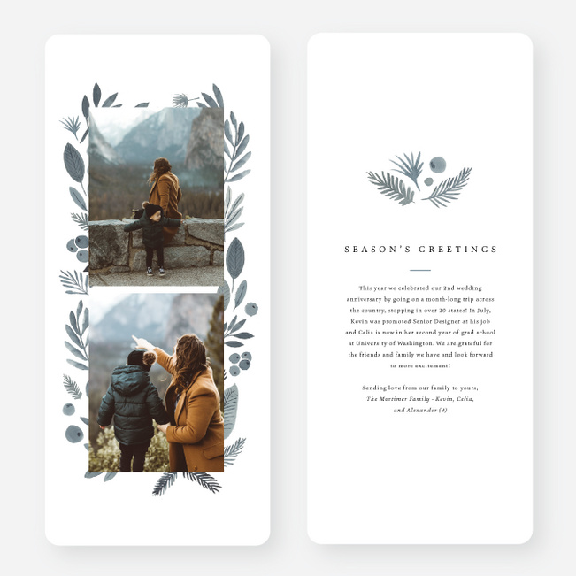 Bit of Holly Multi Photo Holiday Cards - Gray