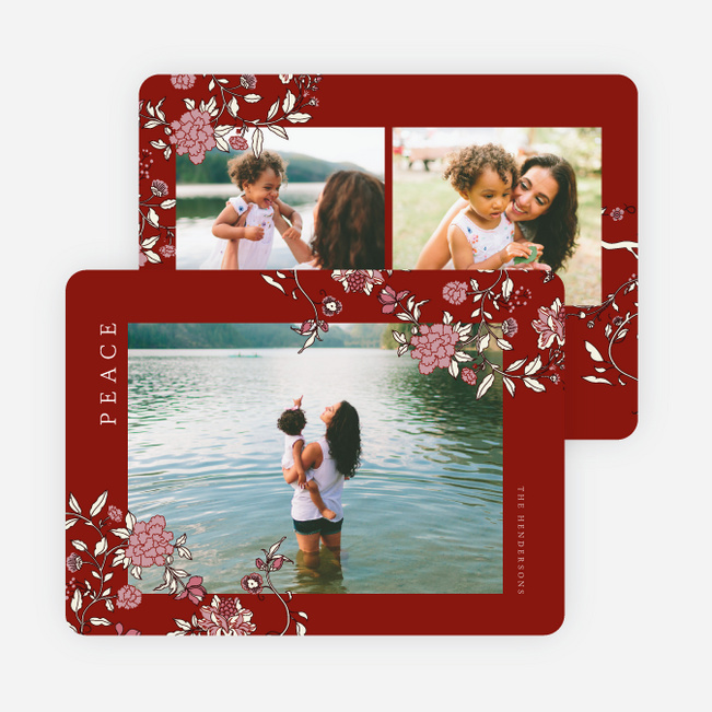 Lush Botanicals Multi Photo Holiday Cards - Red