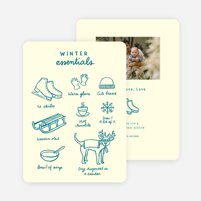 Winter Essentials Christmas Photo Cards & Holiday Photo Cards - Blue