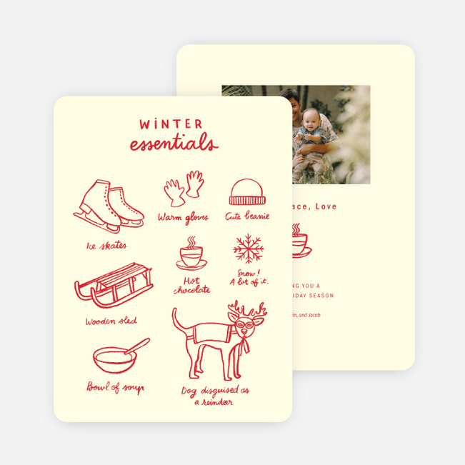 Winter Essentials Christmas Photo Cards & Holiday Photo Cards - Red